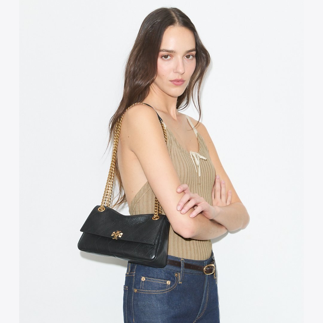 Tory Burch Small Charlie Quilted Shoulder Bag Black