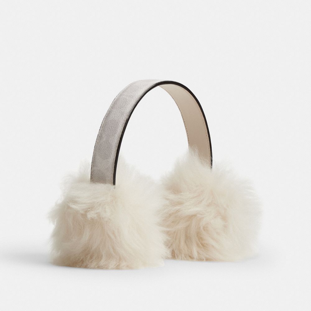 Coach Shearling Earmuffs Off White