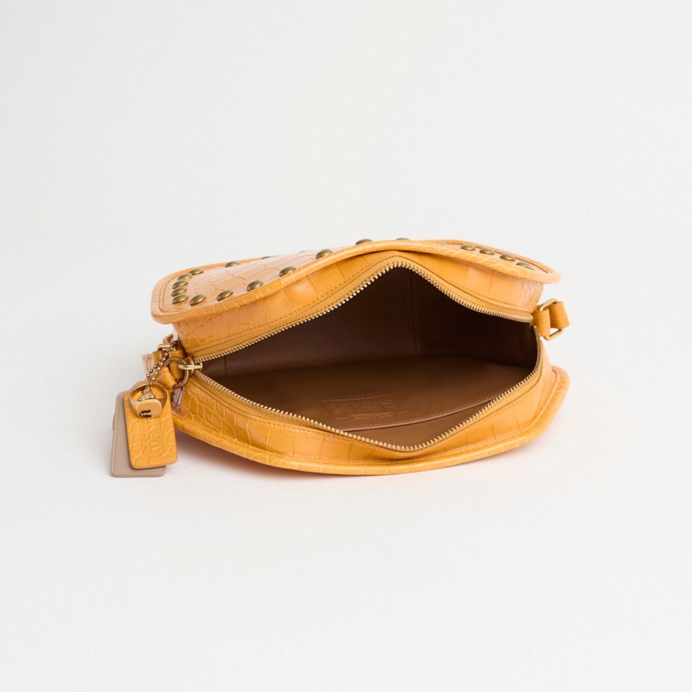 Coach Reloved Zip Geometric Pouch In Alligator Brass Yellow