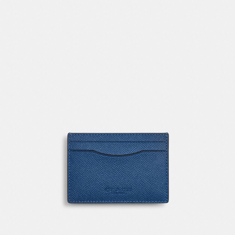 Coach Card Case With Money Clip Silver True Blue