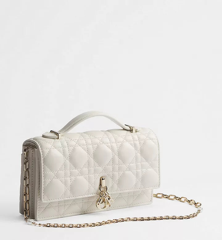Latte-colored lambskin with Cannage motif
