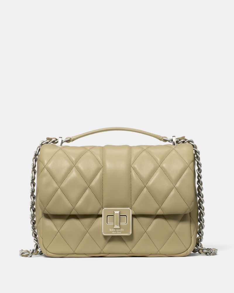 KateSpade Carey Quilted Small Flap Crossbody Elm