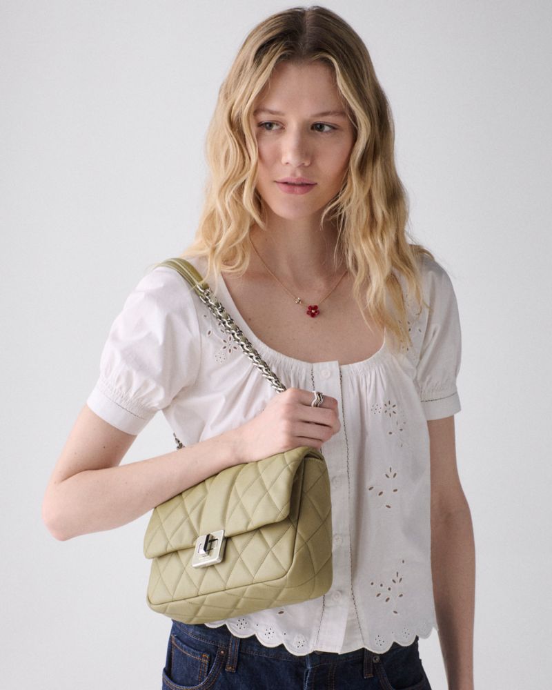 KateSpade Carey Quilted Small Flap Crossbody Elm