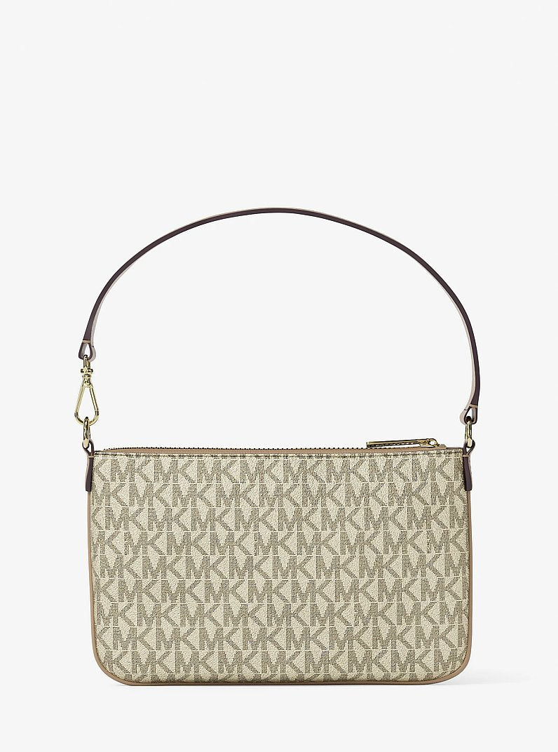 Michael Kors Jet Set Small Metallic Signature Logo Wristlet Pale Gold