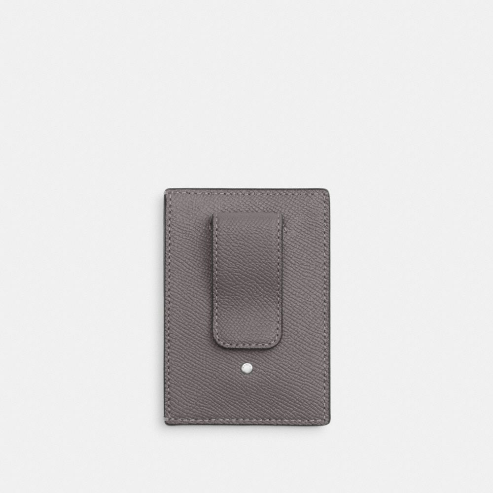 Coach Card Case With Money Clip Silver Graphite