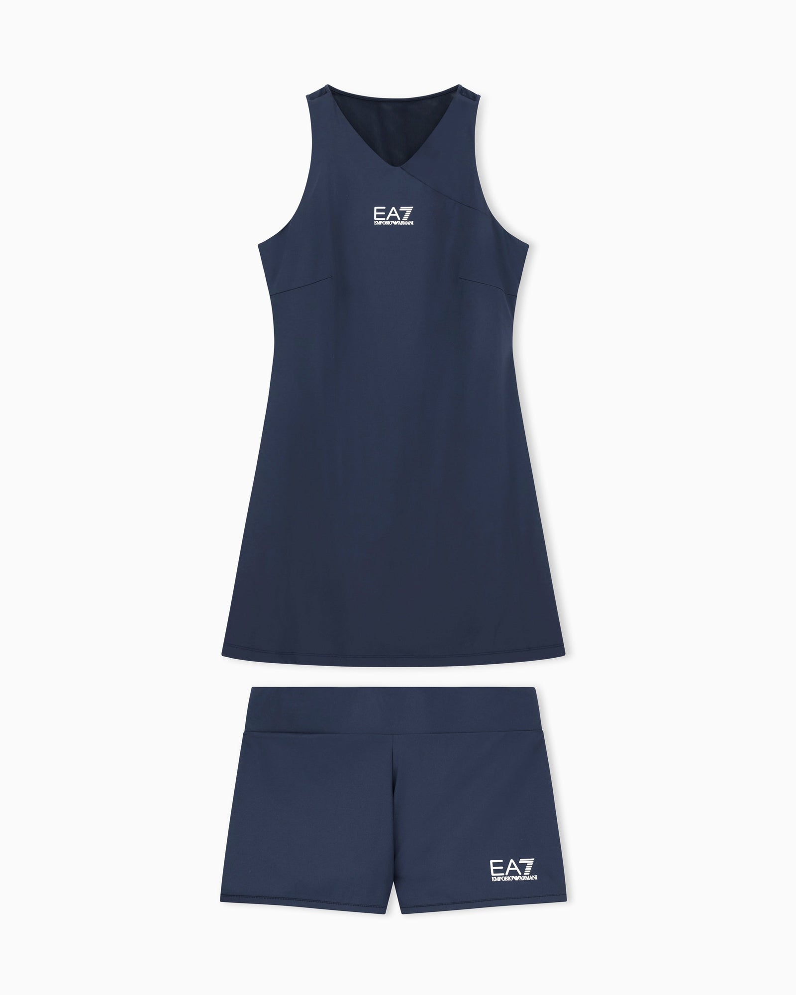 EA7 Ventus dress with mesh back and matching shorts Tennis Pro