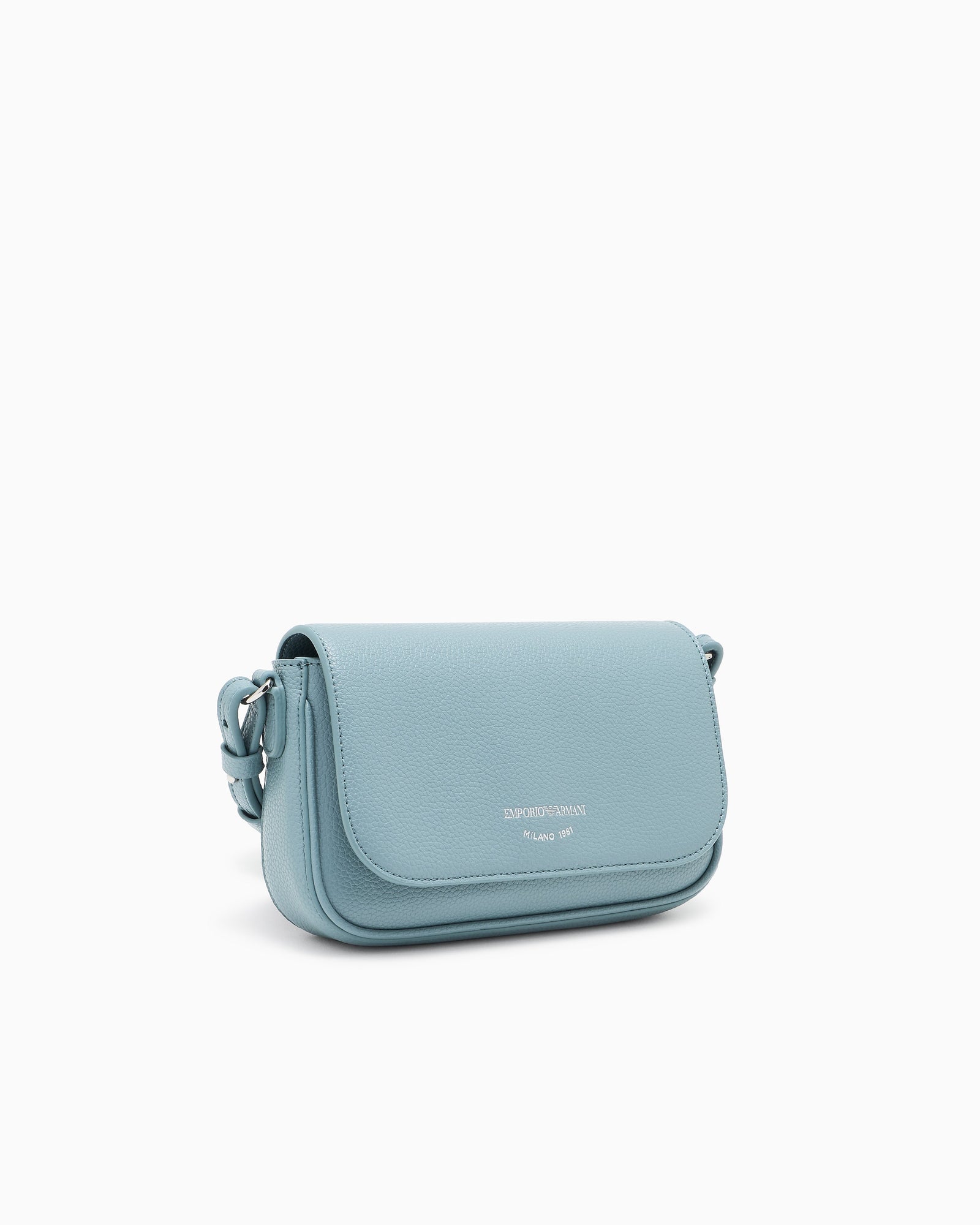 Emporio Armani Wallet on chain with pebbled texture and adjustable strap