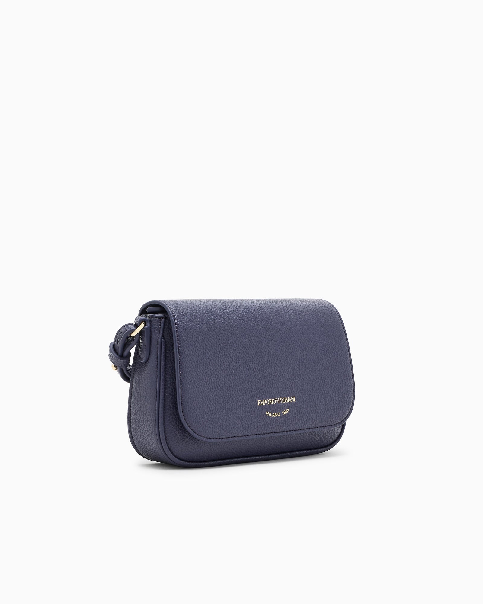 Emporio Armani Wallet on chain with pebbled texture and adjustable strap