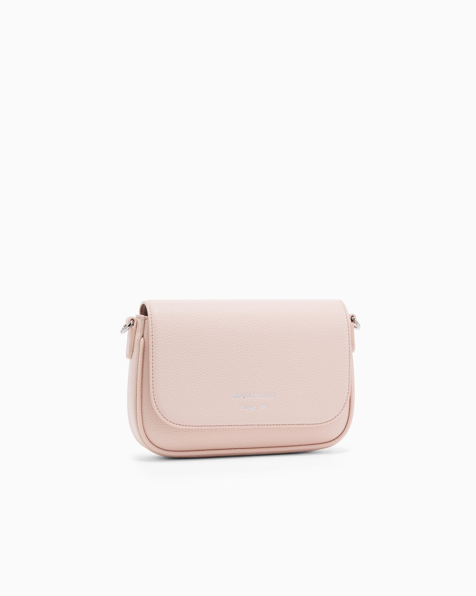 Emporio Armani Wallet on chain with pebbled texture and adjustable strap