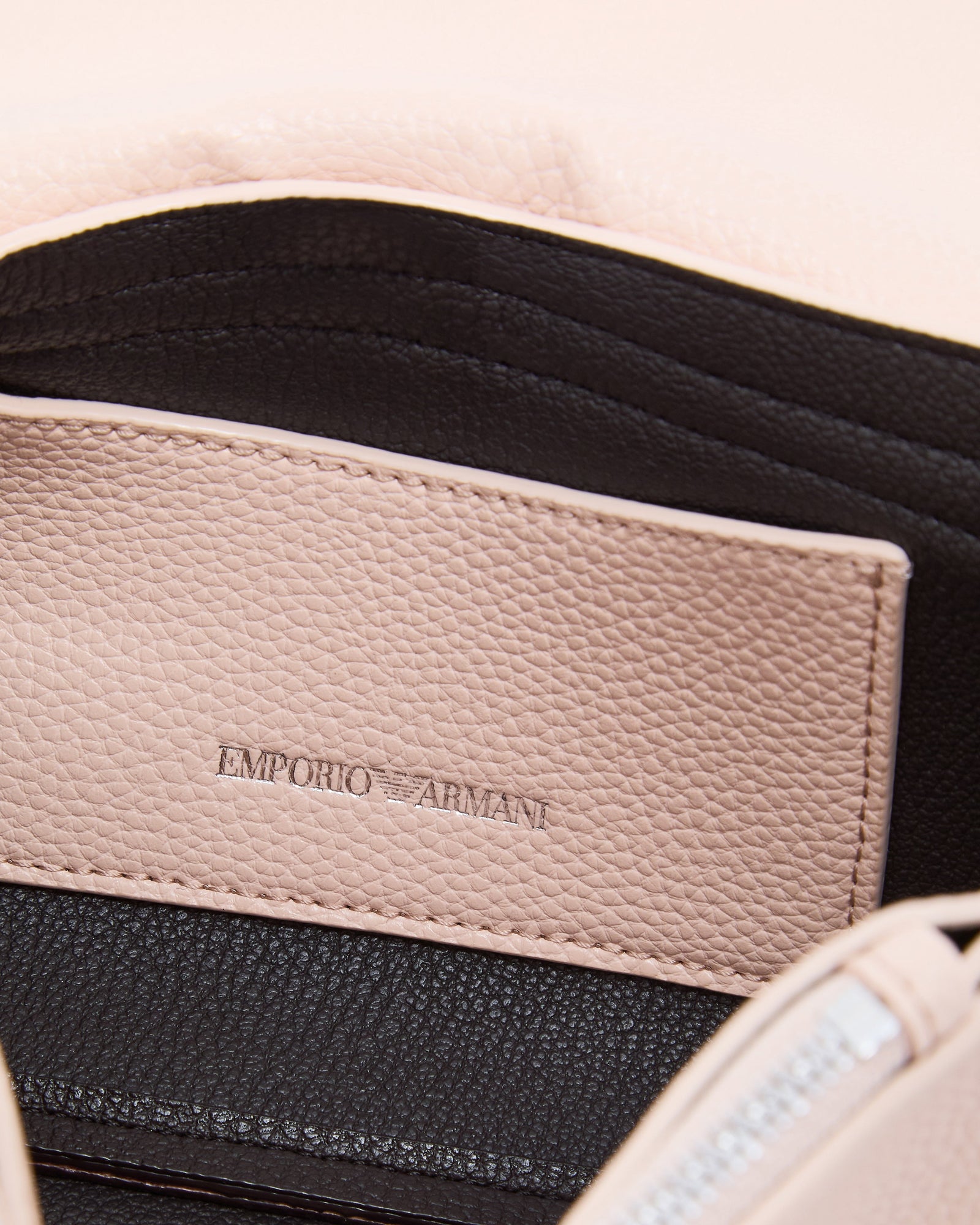 Emporio Armani Wallet on chain with pebbled texture and adjustable strap