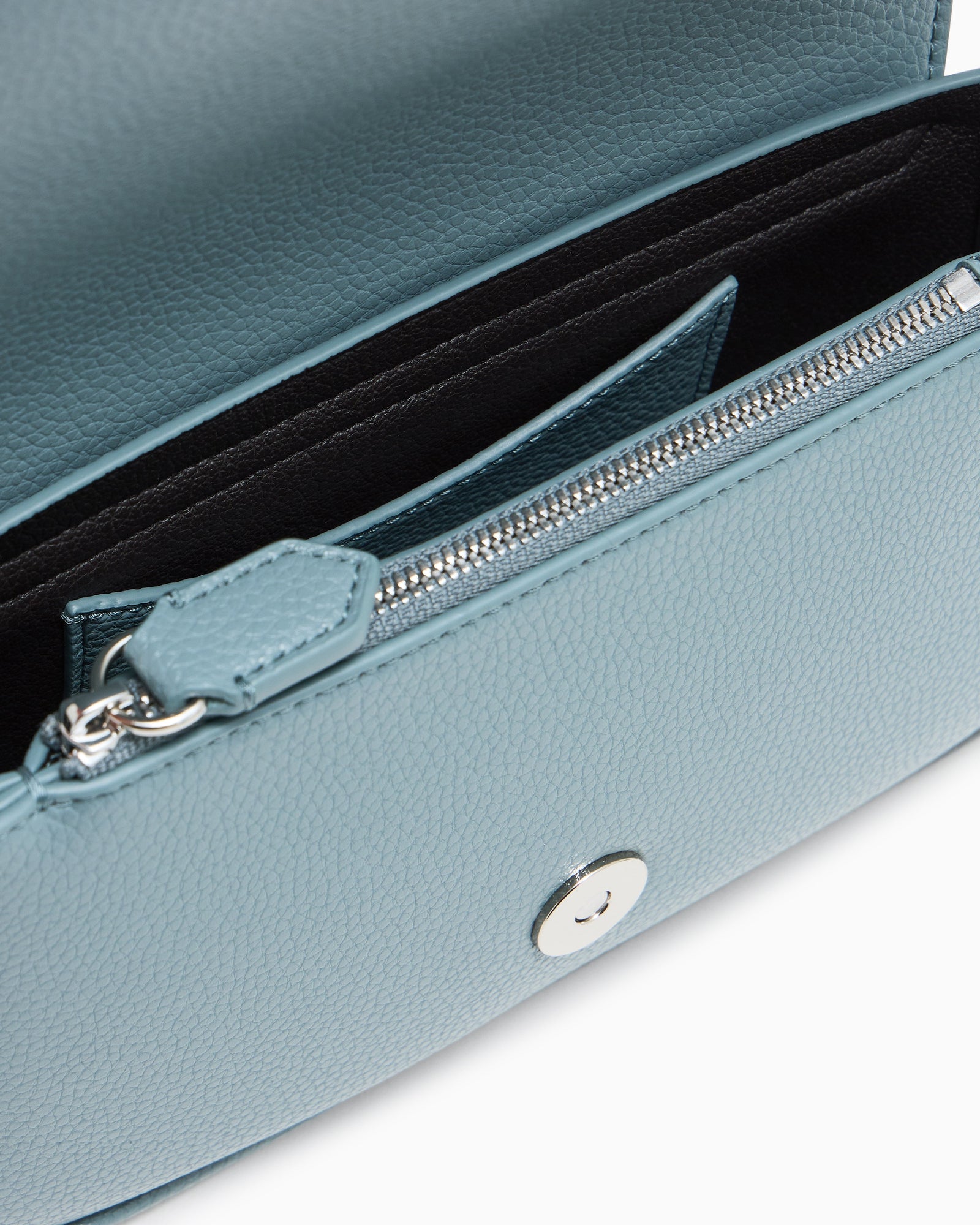 Emporio Armani Wallet on chain with pebbled texture and adjustable strap