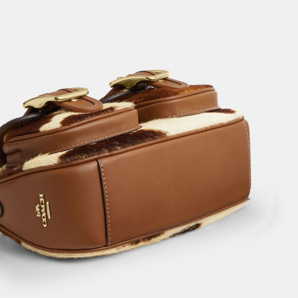 Coach Ashton Shoulder Bag In Haircalf With Cow Print Gold Cow Multi