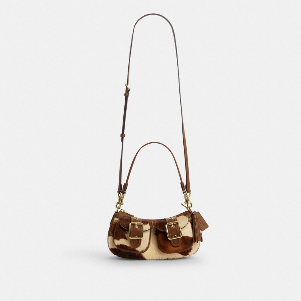 Coach Ashton Shoulder Bag In Haircalf With Cow Print Gold Cow Multi