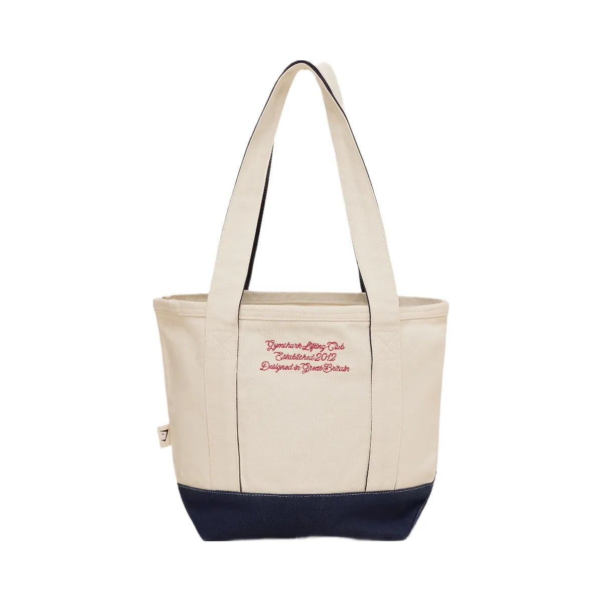 Gymshark Collegiate Mini Tote Bag "Heavy Blue Oat White Athletic Burgundy"