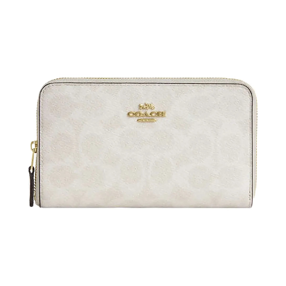 Coach Medium Id Zip Wallet In Signature Canvas Signature Canvas-Gold-White-Chalk