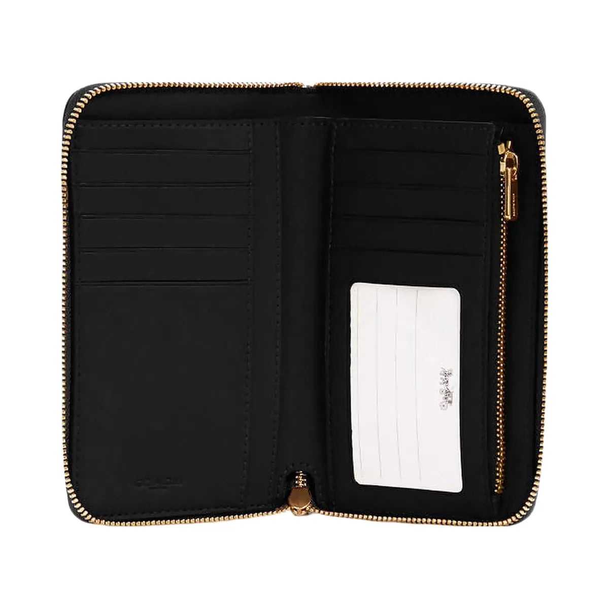 Coach Medium Id Zip Wallet Pebbled Leather-Gold-Black
