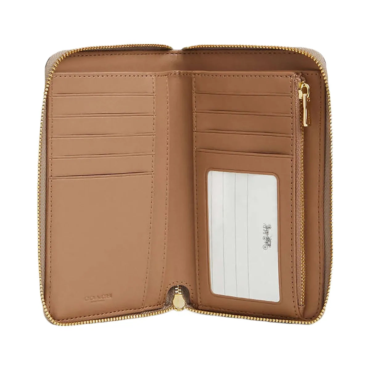 Coach Medium Id Zip Wallet In Signature Canvas Signature Canvas-Gold-Sand-Chalk