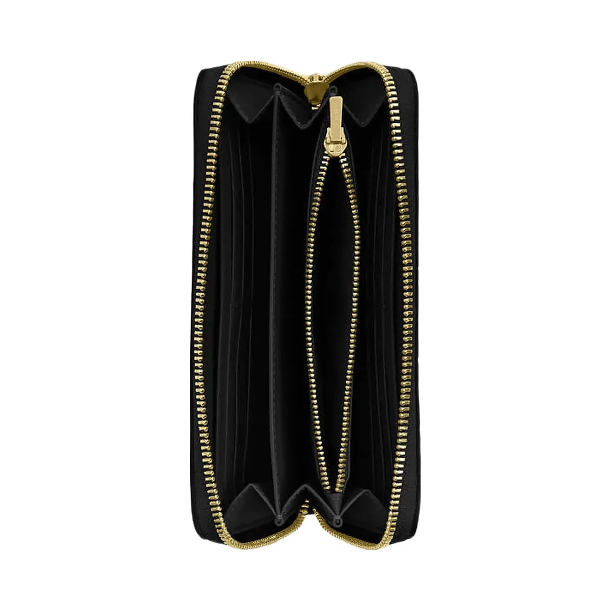 Coach Long Zip Around Wallet In Signature Leather Pebbled Leather-Gold-Black