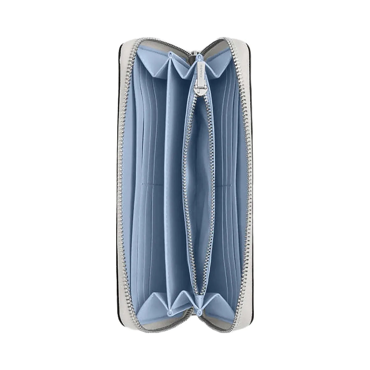 Coach Long Zip Around Wallet In Signature Canvas With Coach Graphic Sv-Chalk-Bluebell