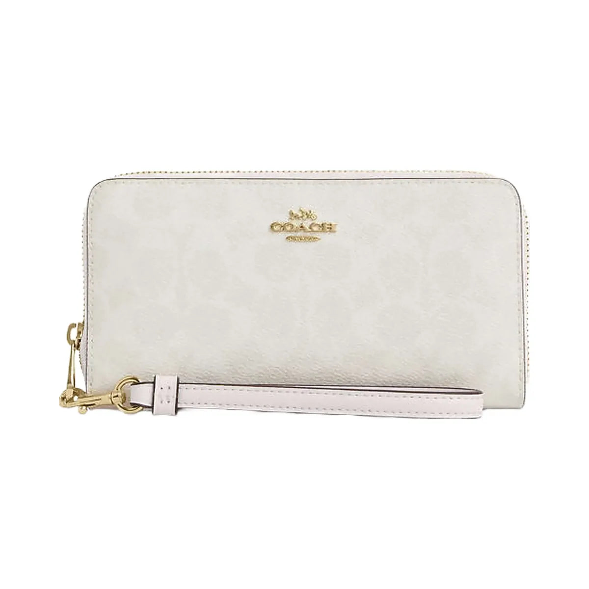Coach Long Zip Around Wallet In Signature Canvas Signature Canvas-Gold-White-Chalk