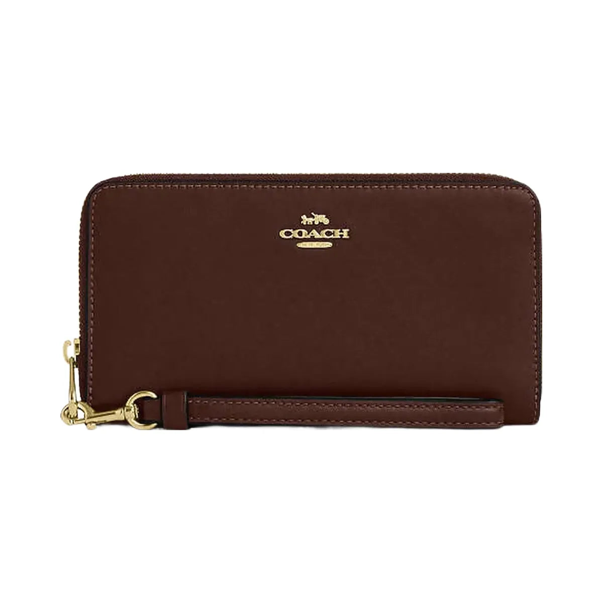 Coach Long Zip Around Wallet Calf Leather-Gold-Maple