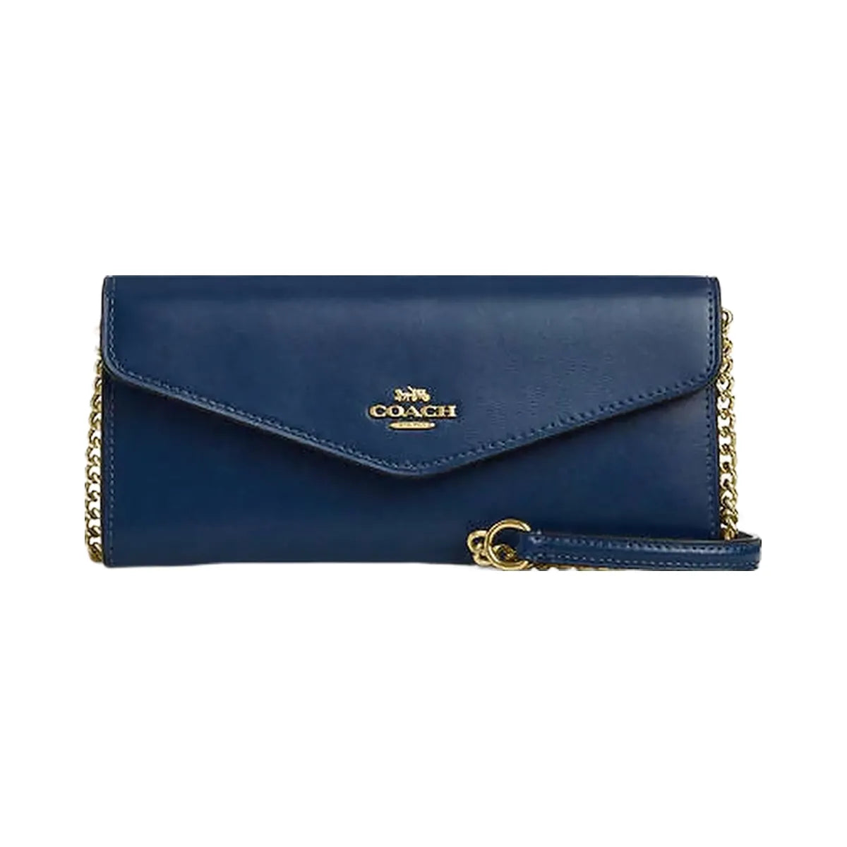 Coach Klare Wallet With Chain Gold-Deep Blue