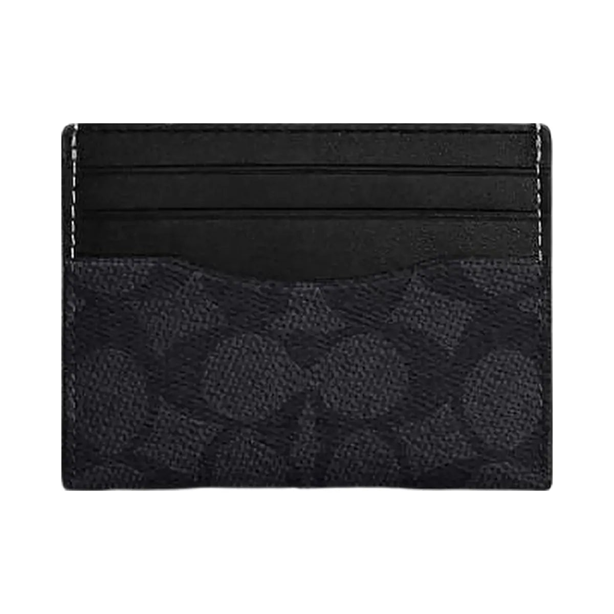 Coach Slim Id Card Case In Signature Canvas Signature Canvas-Charcoal-Black
