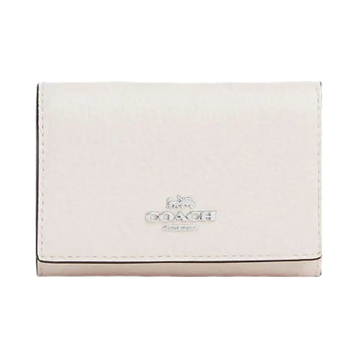 Coach Micro Wallet Pebbled Leather-Silver-Chalk