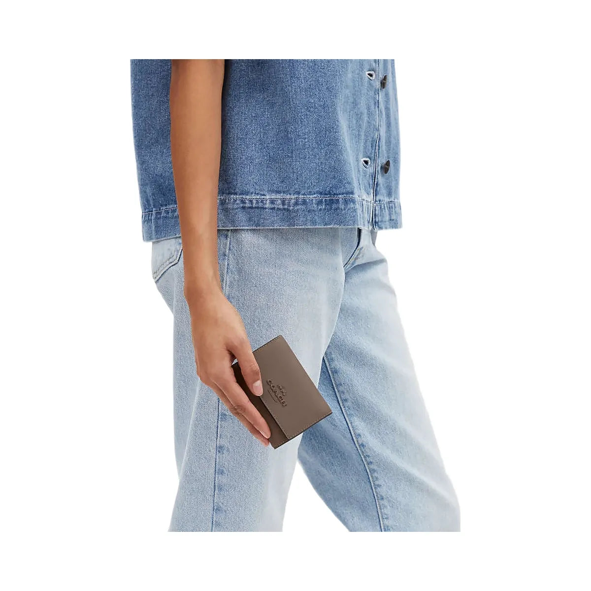 Coach Micro Wallet Leather-Gold-Dark Stone