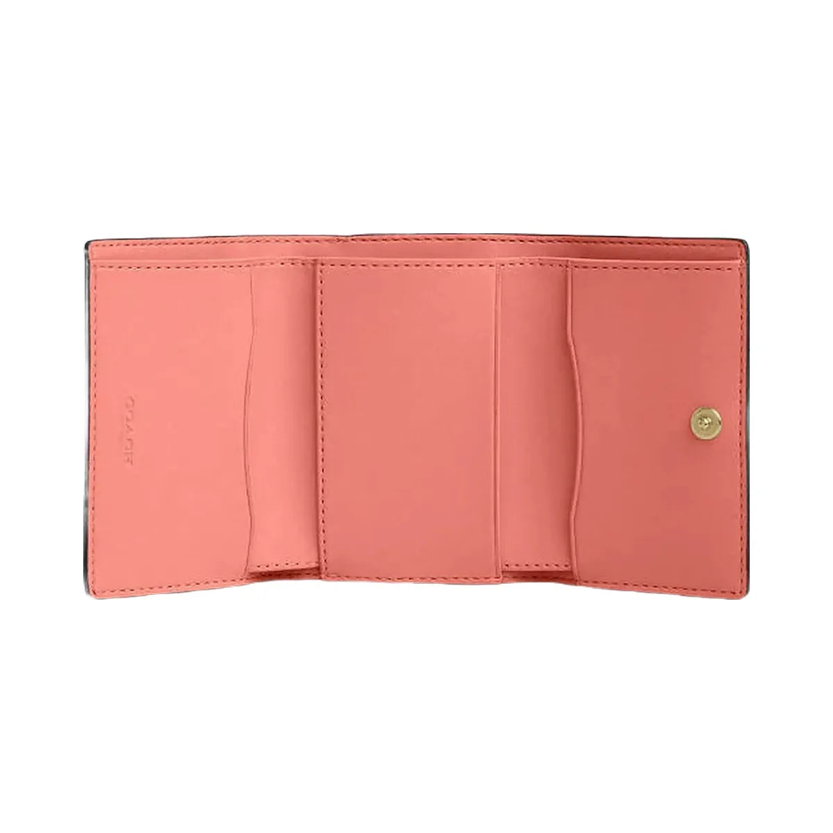 Coach Micro Wallet Leather-Gold-Bright Coral