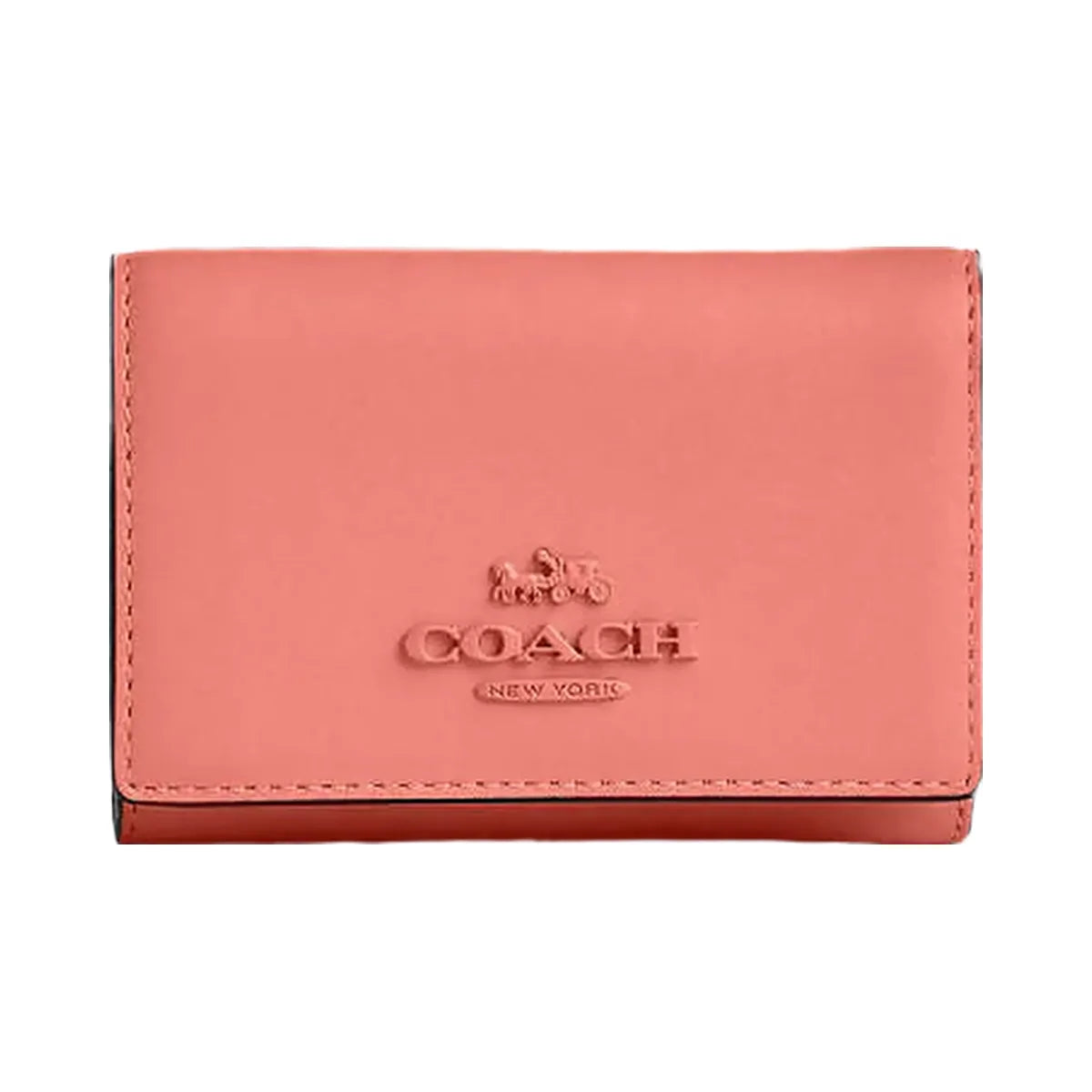 Coach Micro Wallet Leather-Gold-Bright Coral
