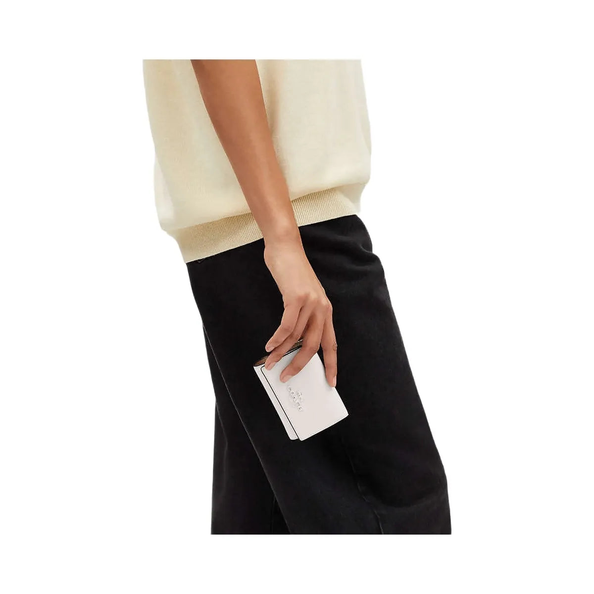 Coach Micro Wallet Leather-Silver-Chalk