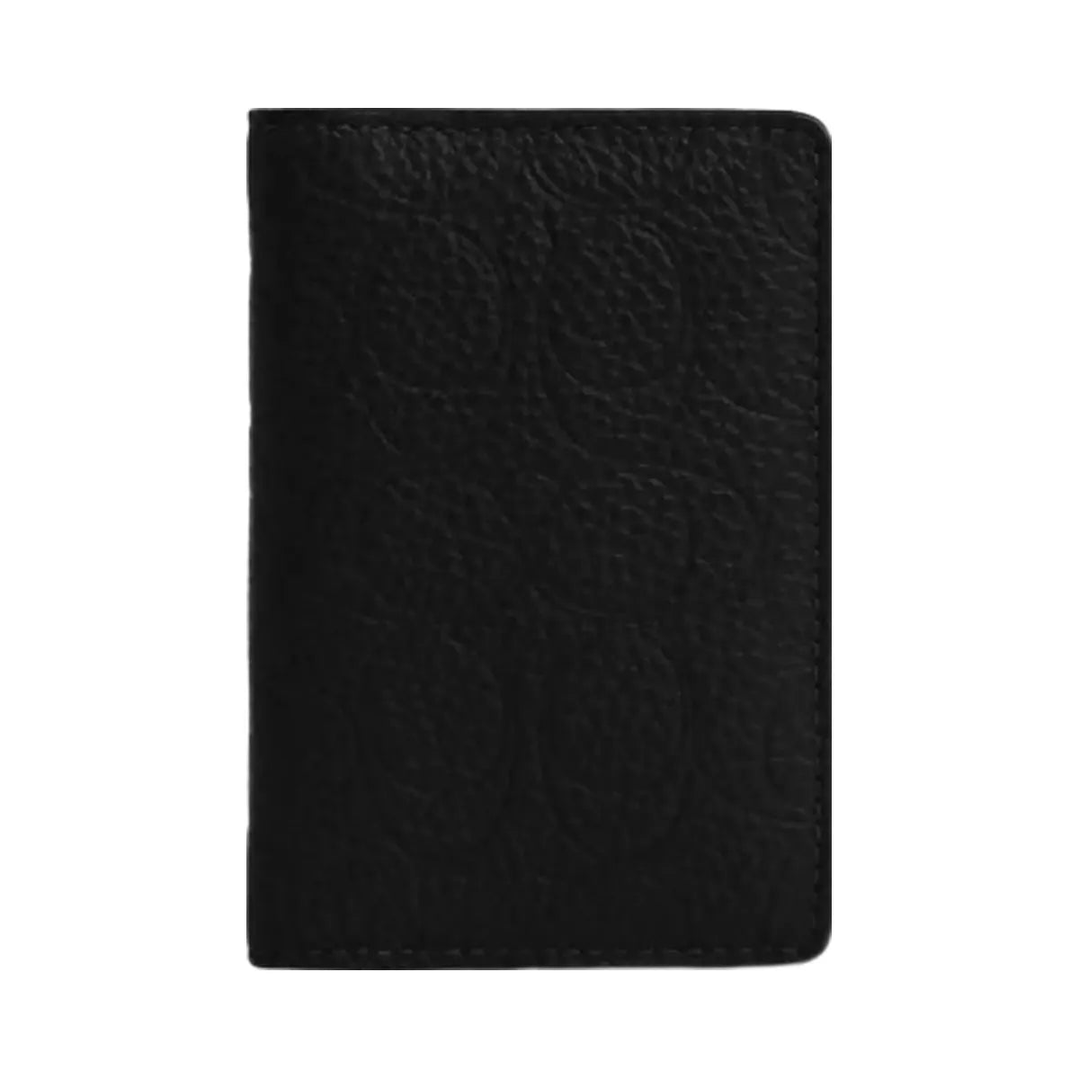 Coach Id Card Wallet In Signature Leather Pebbled Leather-Black