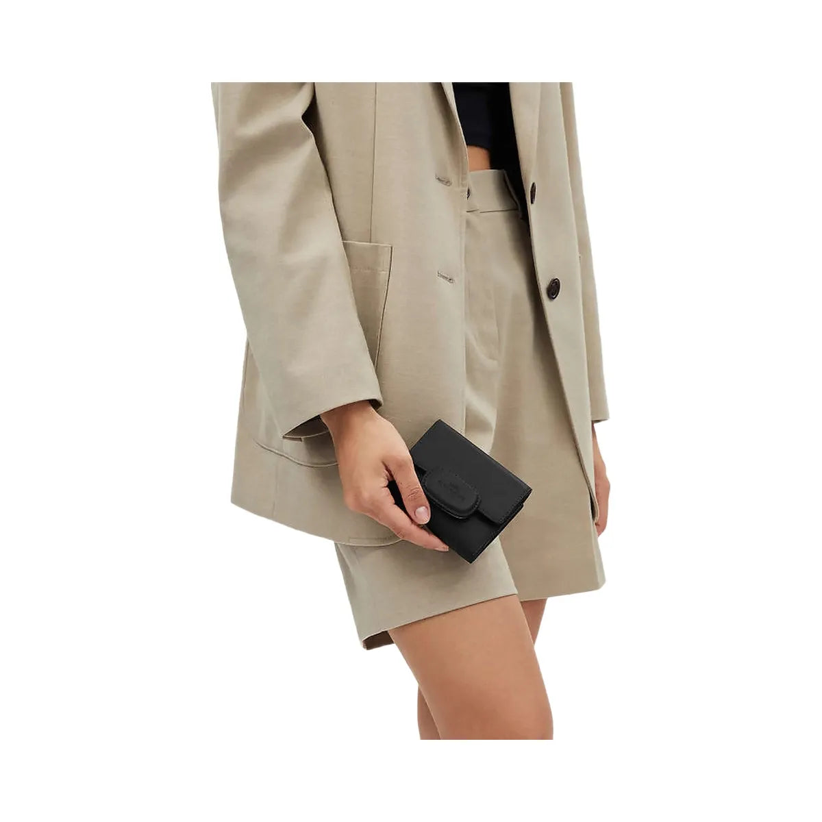 Coach Eliza Small Wallet Smooth Leather-Gunmetal-Black