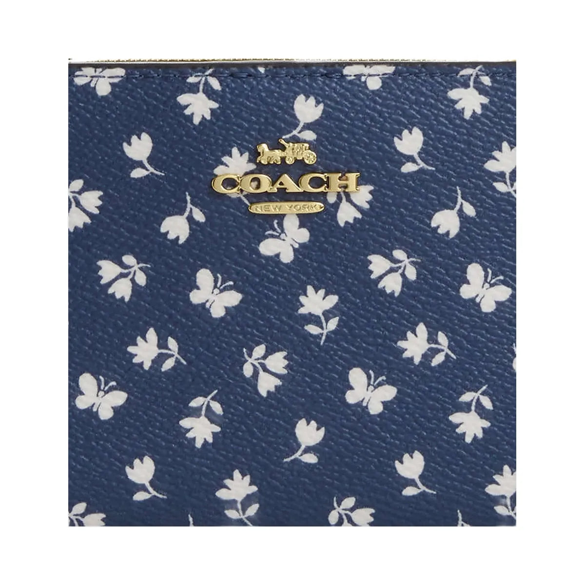 Coach Slim Zip Wallet With Floral Print Gold-Deep Blue Multi