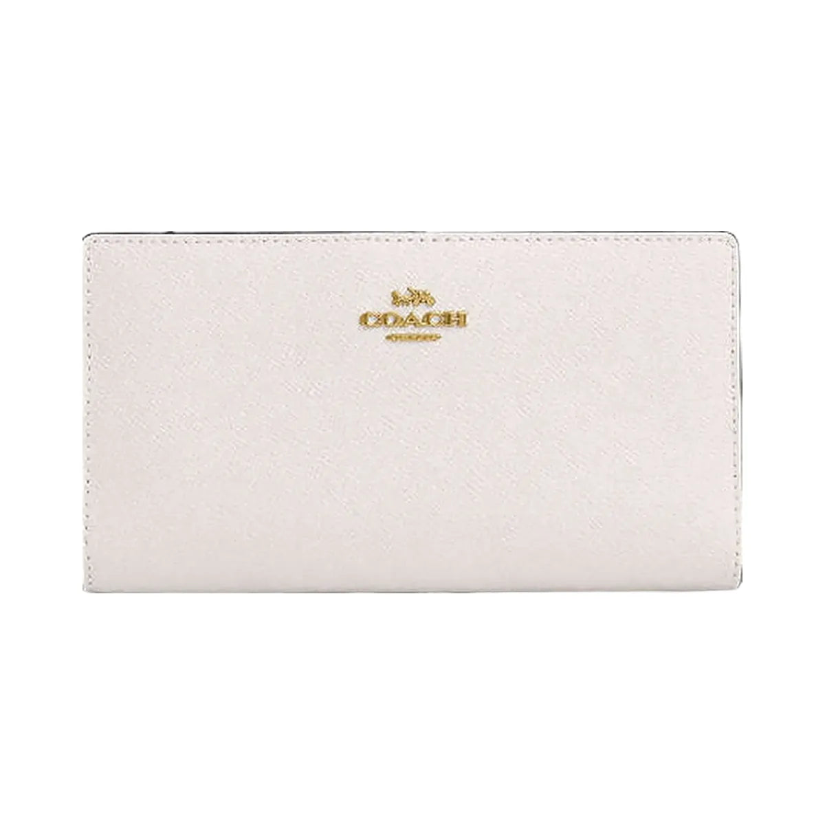 Coach Slim Zip Wallet Crossgrain Leather-Gold-Chalk