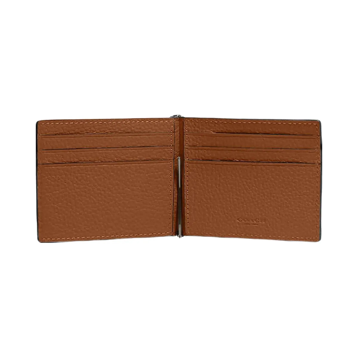 Coach Slim Money Clip Billfold Wallet Pebbled Leather-Qb-Sable