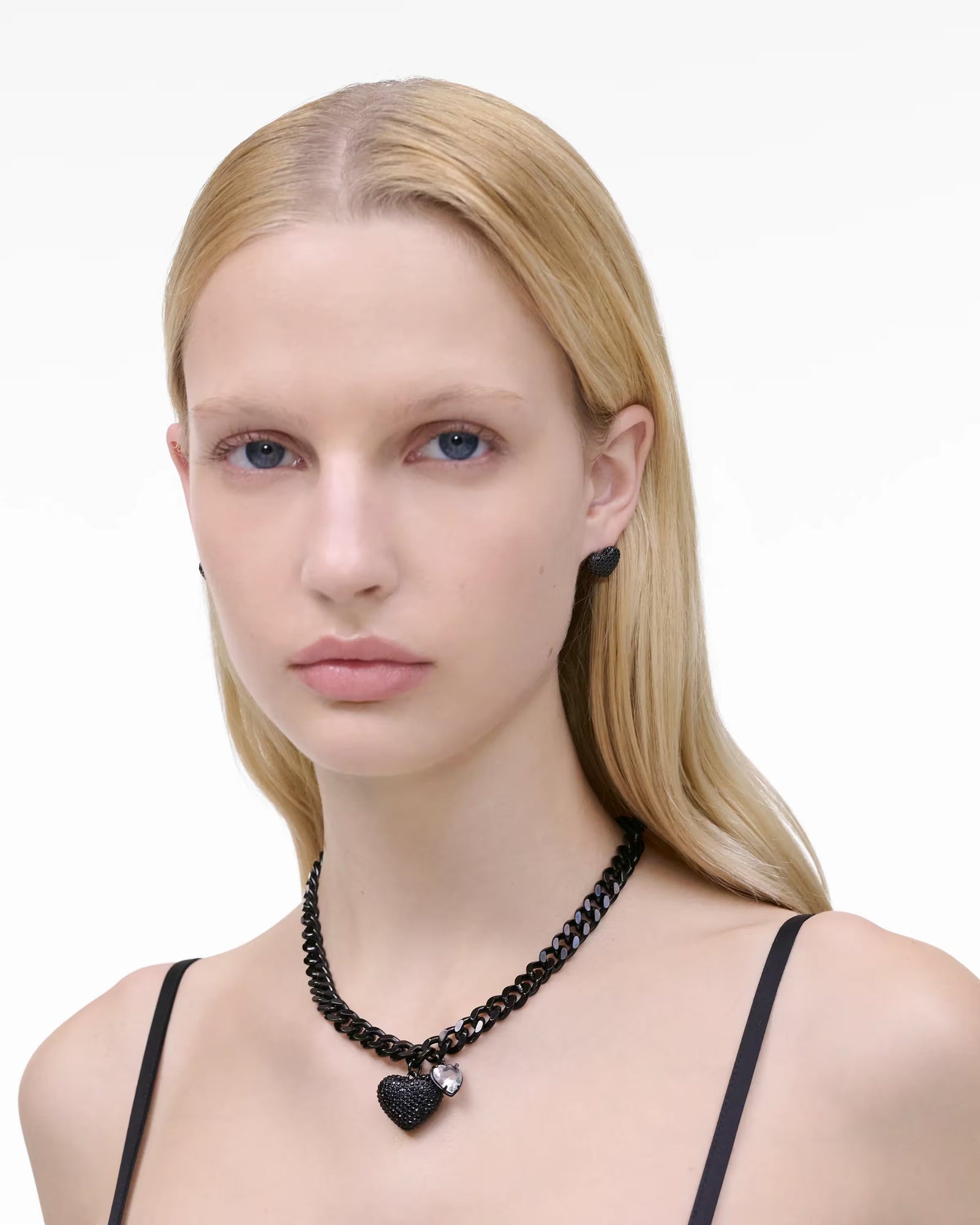 Marc Jacobs The Heart Balloon Pave Necklace Black/Black Crystal