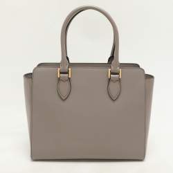 Prada Grey Saffiano Leather Top Zip Satchel