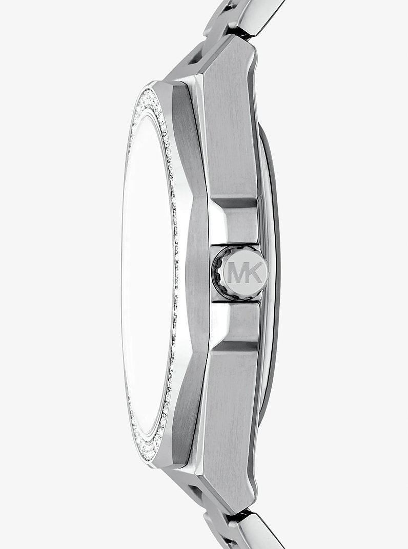 Michael Kors Oversized Callum Pave Silver-Tone Watch Silver