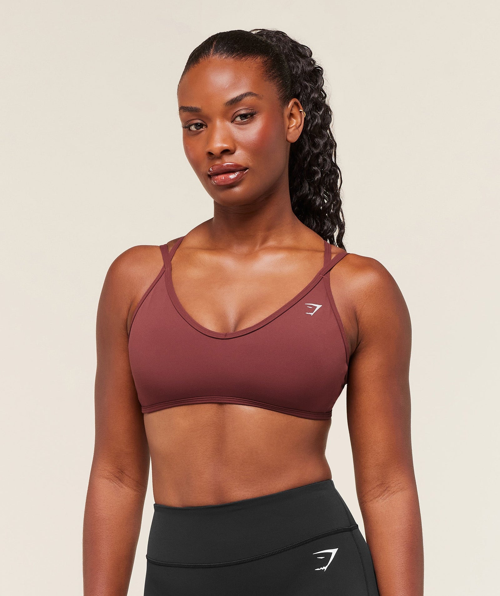 Women's Gymshark Back Gains Sports Bra Burgundy Brown