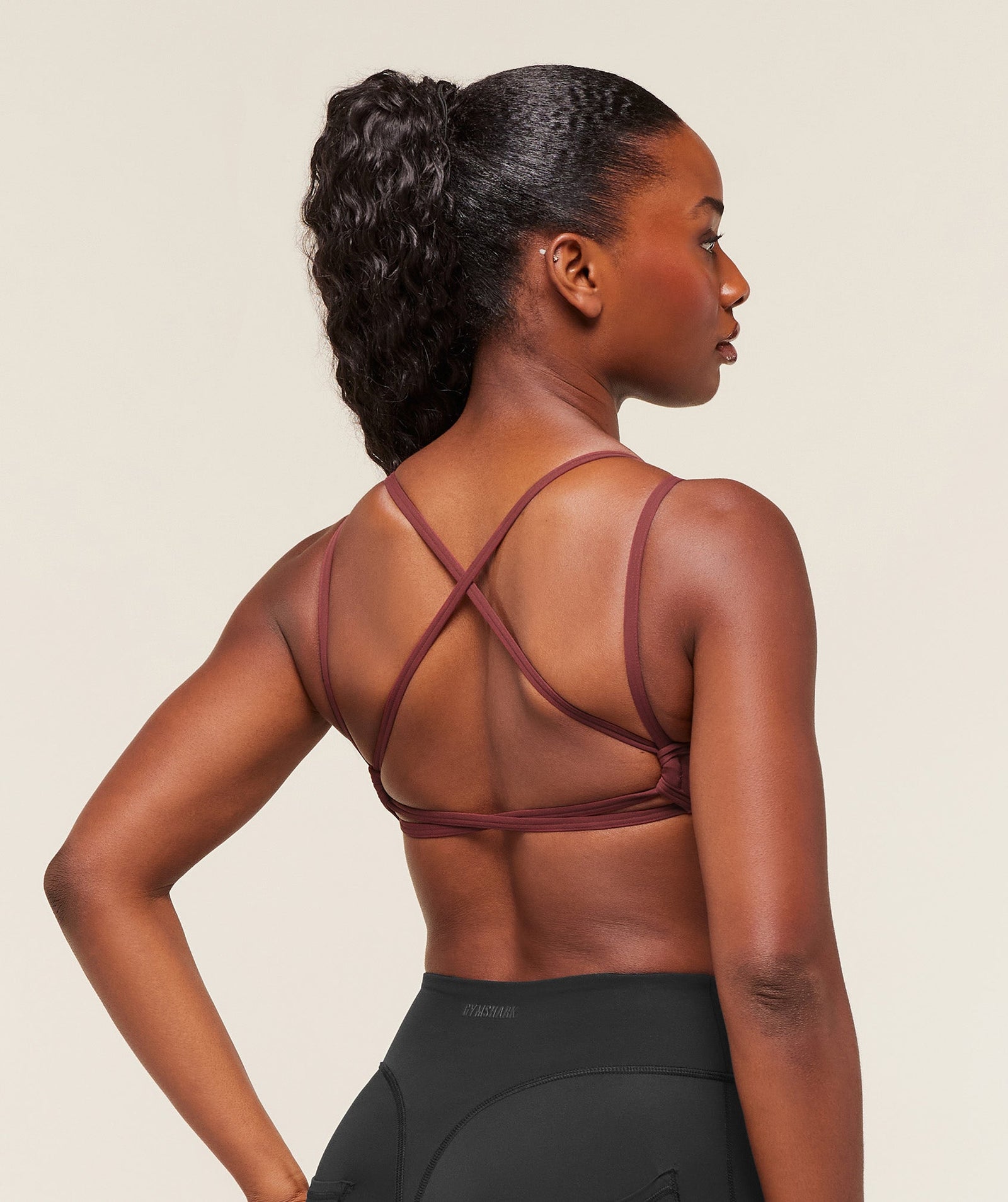 Women's Gymshark Back Gains Sports Bra Burgundy Brown