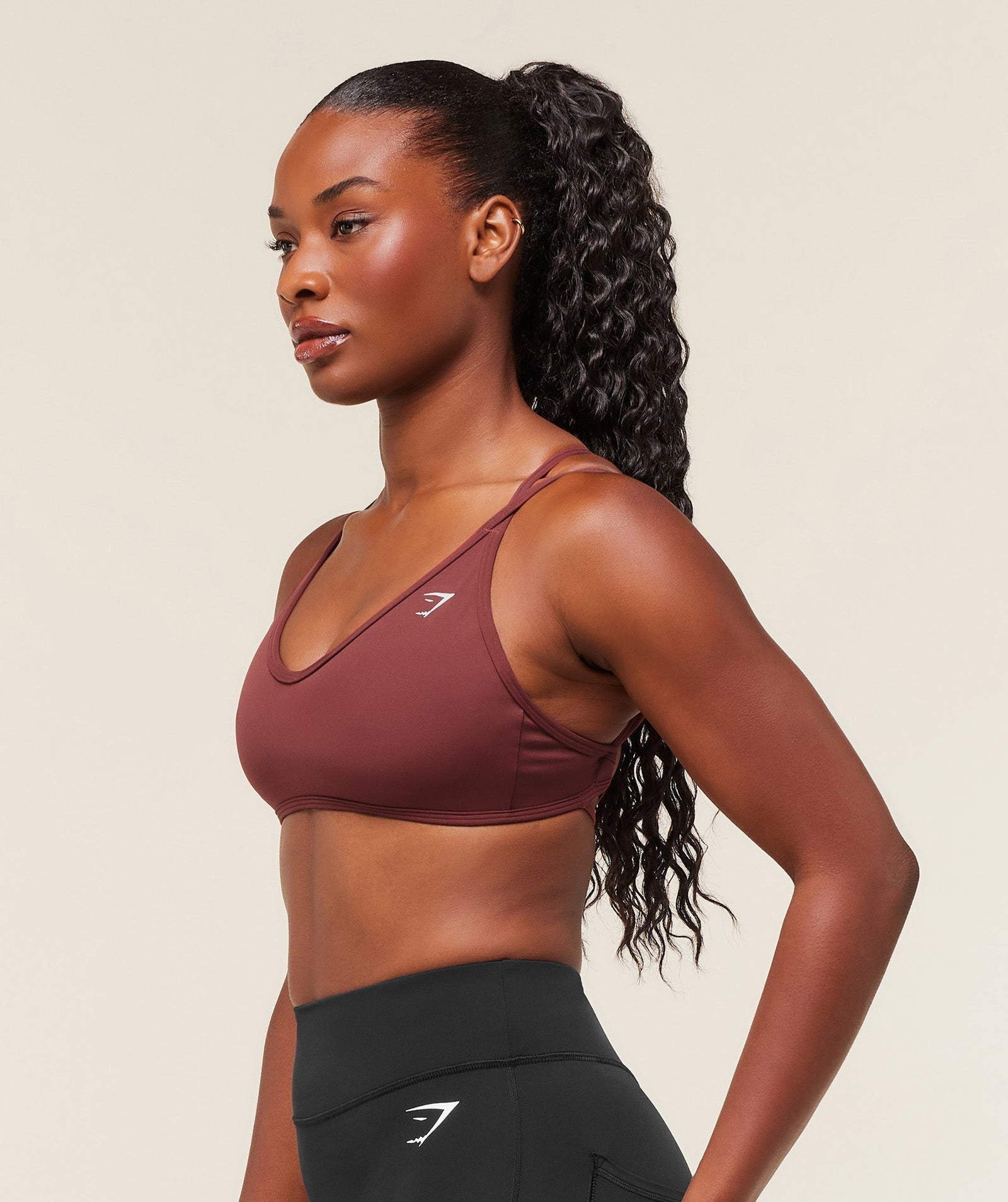 Women's Gymshark Back Gains Sports Bra Burgundy Brown