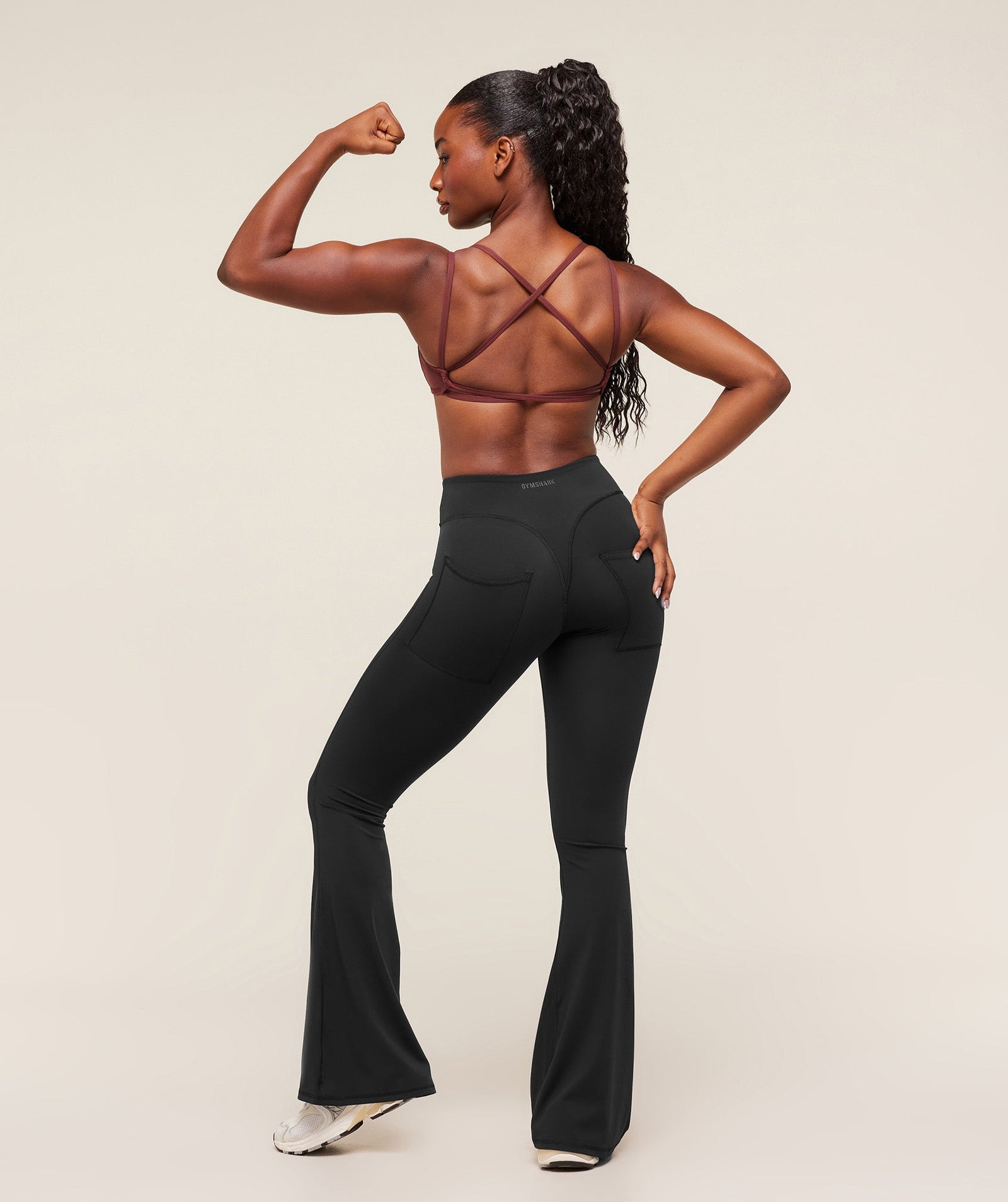 Women's Gymshark Back Gains Sports Bra Burgundy Brown