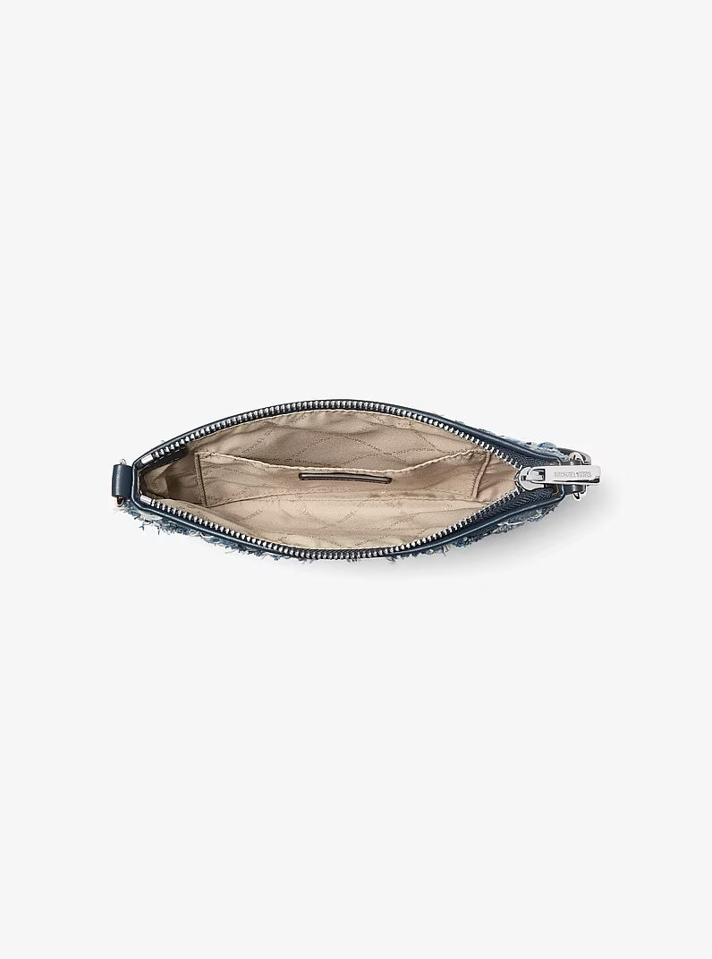 Jet Set Travel Small Patchwork Denim Convertible WASHED DENIM Wristlet