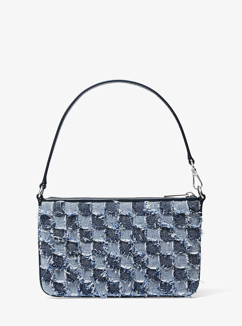 Jet Set Travel Small Patchwork Denim Convertible WASHED DENIM Wristlet