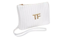 TF long wrist strap white clutch makeup bag >