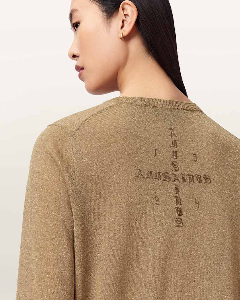 AllSaints Tillii Metallic Long Sleeve Mini Dress Women's Gold Women's