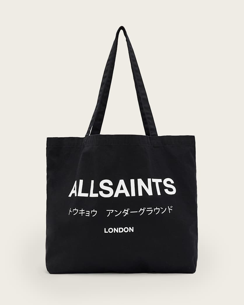 AllSaints Underground Logo Printed Tote Bag Black/Chalk