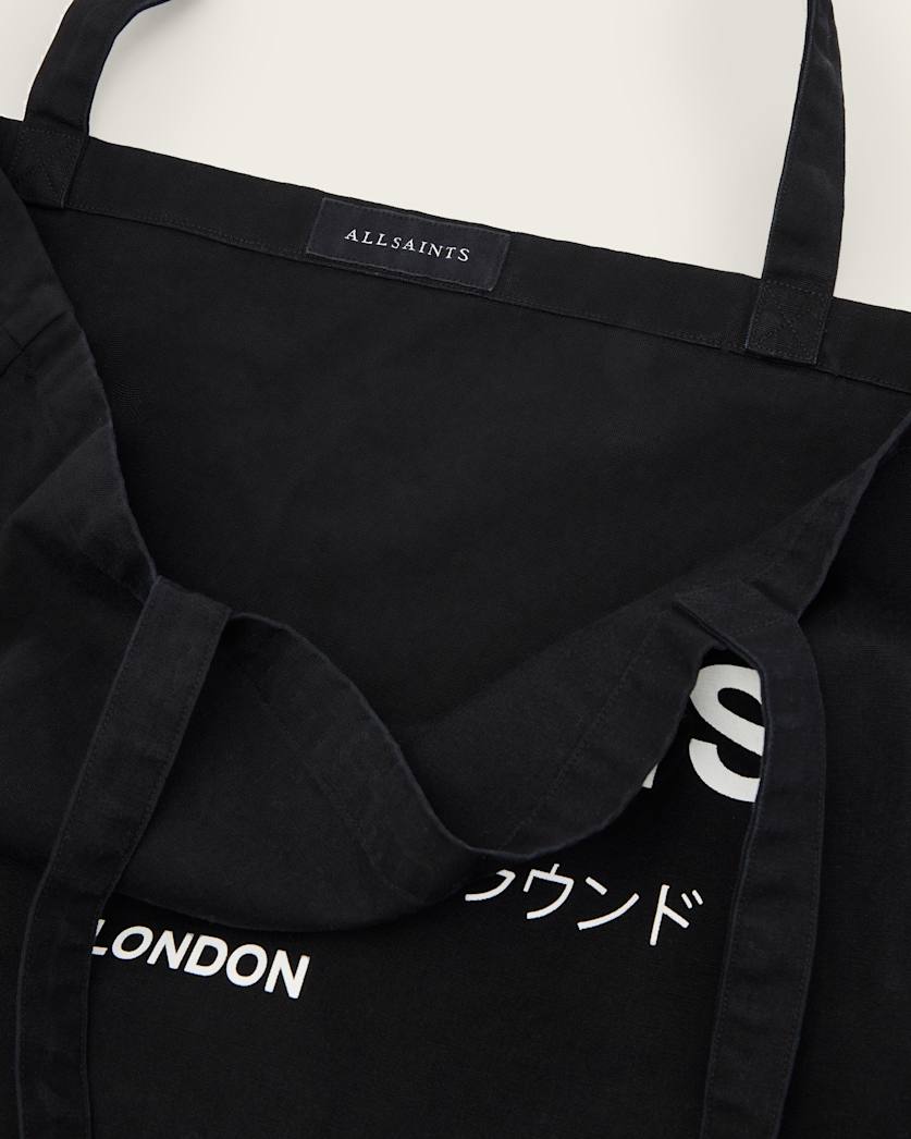 AllSaints Underground Logo Printed Tote Bag Black/Chalk